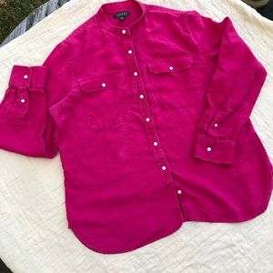 Lauren Ralph Lauren | Raspberry Button-up Top